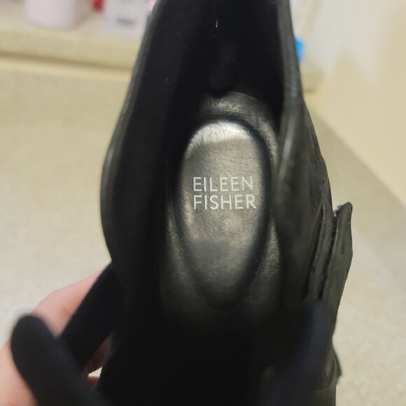 Eileen FIsher Black Leather Cut Out Ankle Bootie Size 10 - Picture 7 of 10